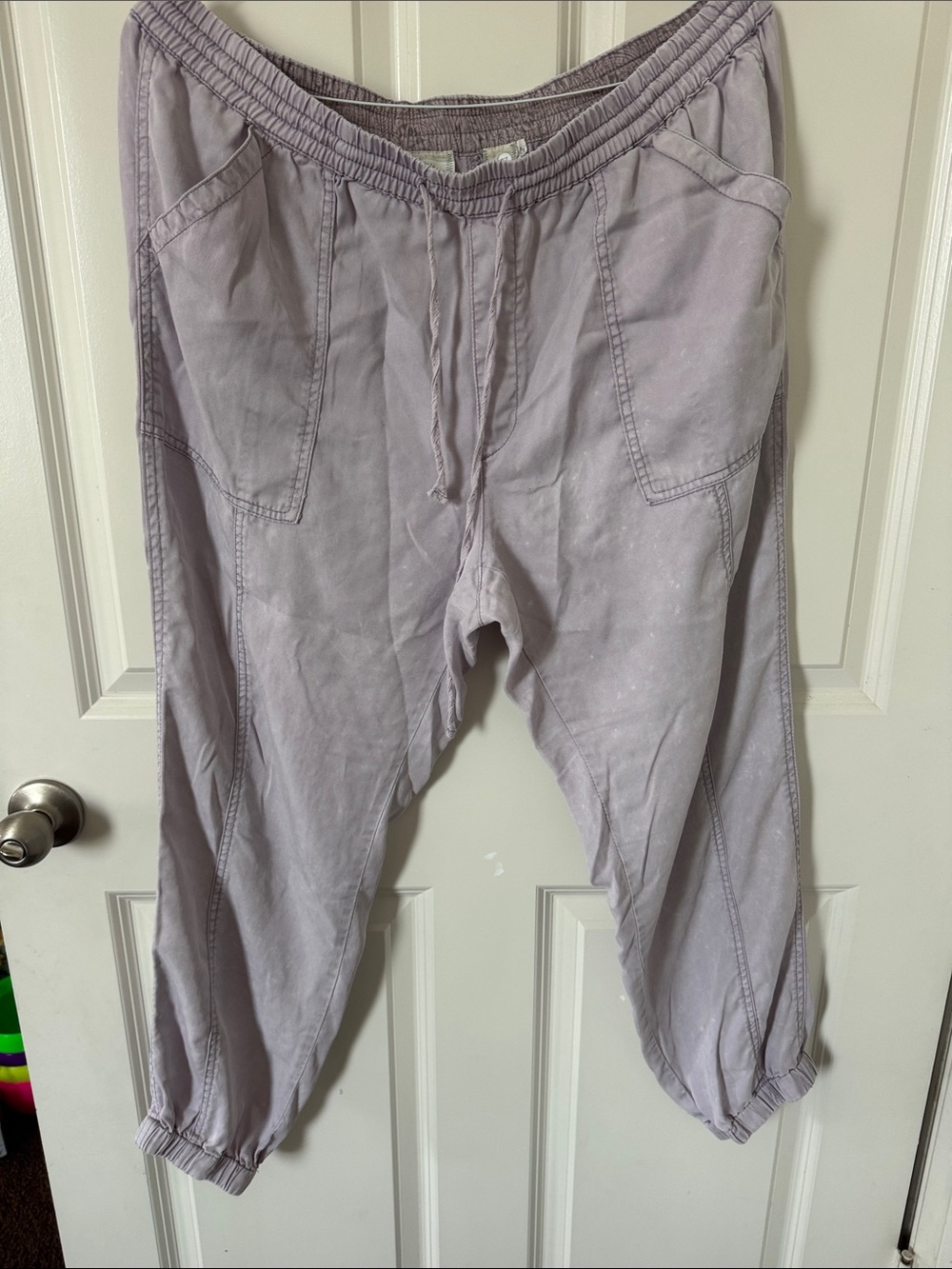 Relaxed Lavender Light Wash Drawstring Joggers for Women
